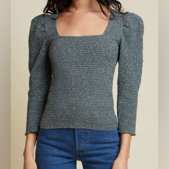Nation LTD Tops - Nation LTD Alexandra Smocked Puff Long Sleeve Polka Dot Prairie Peasant Top M